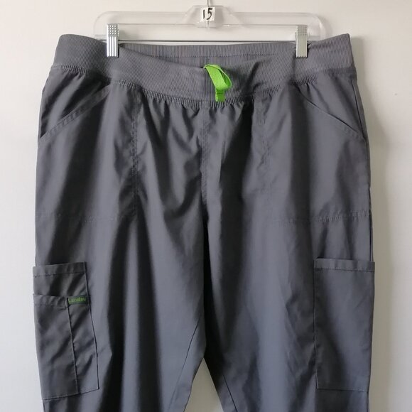 Landau Pro Flex Womens Gray Straight Leg Cargo Pocket Scrub Pants Size PXL - Picture 2 of 7